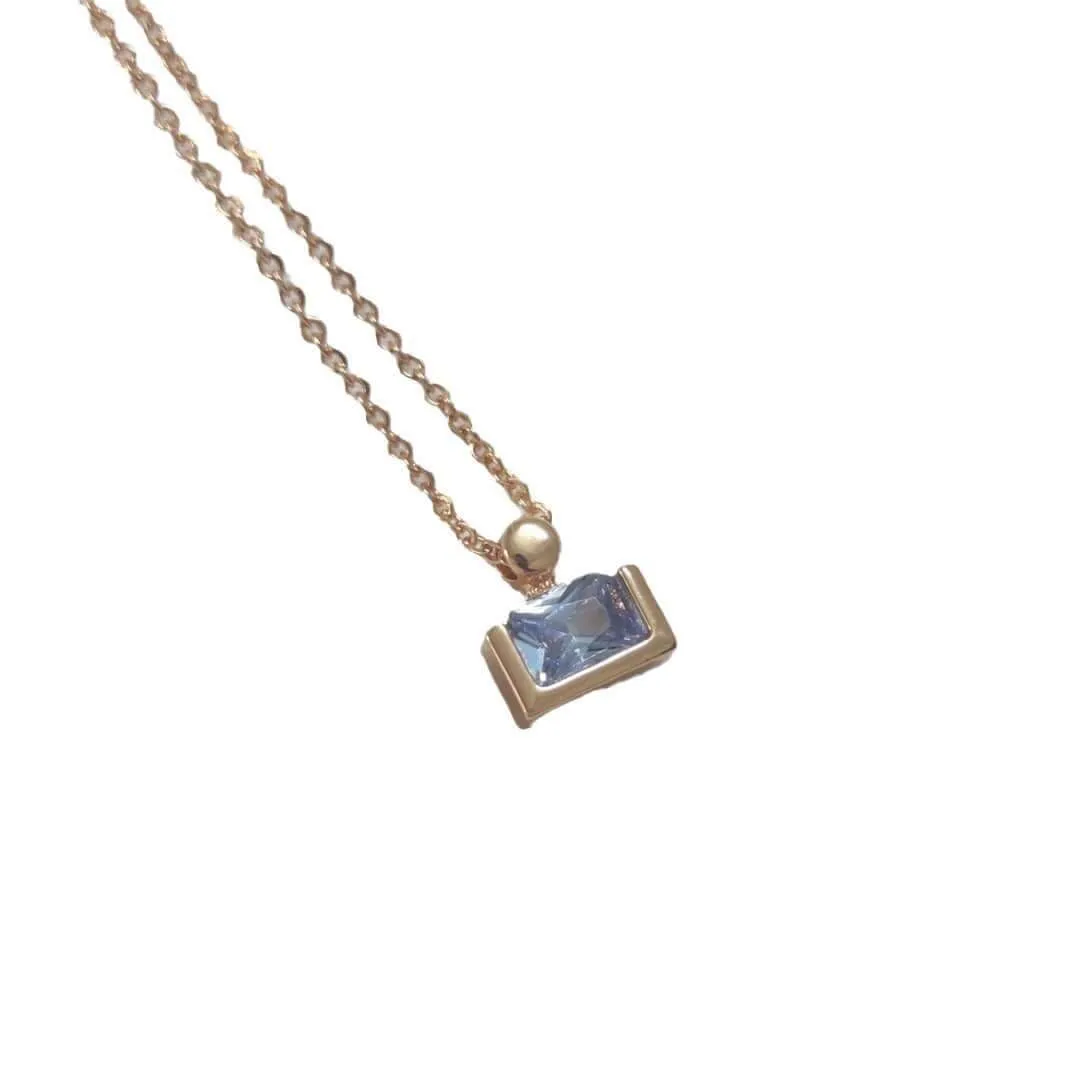 Minimalist Candy Aquamarine Perfume Bottle Necklace for Women