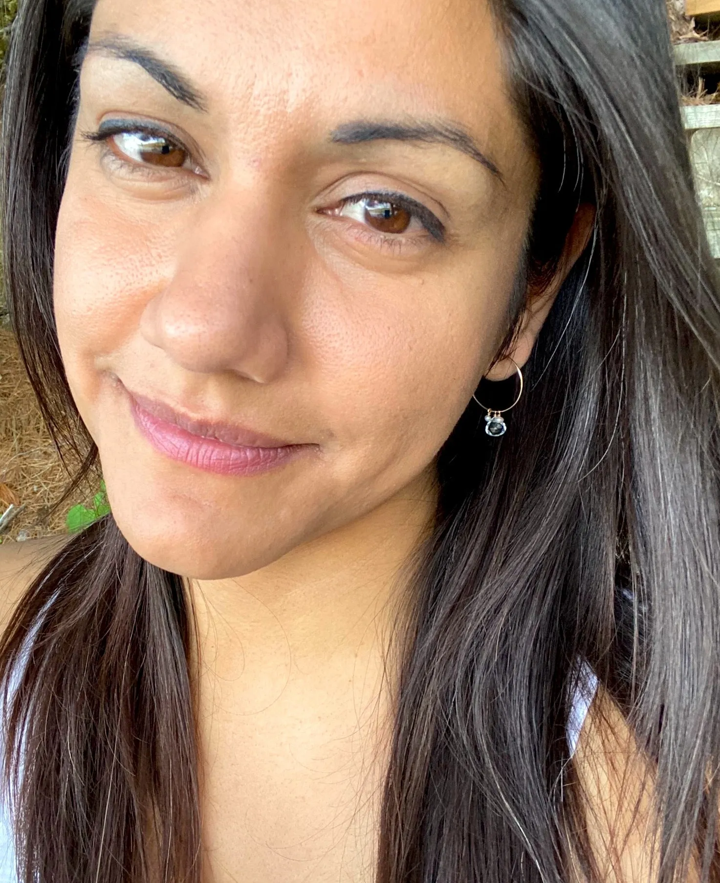 Moonstone and Green Onyx Hoop Earrings in Gold