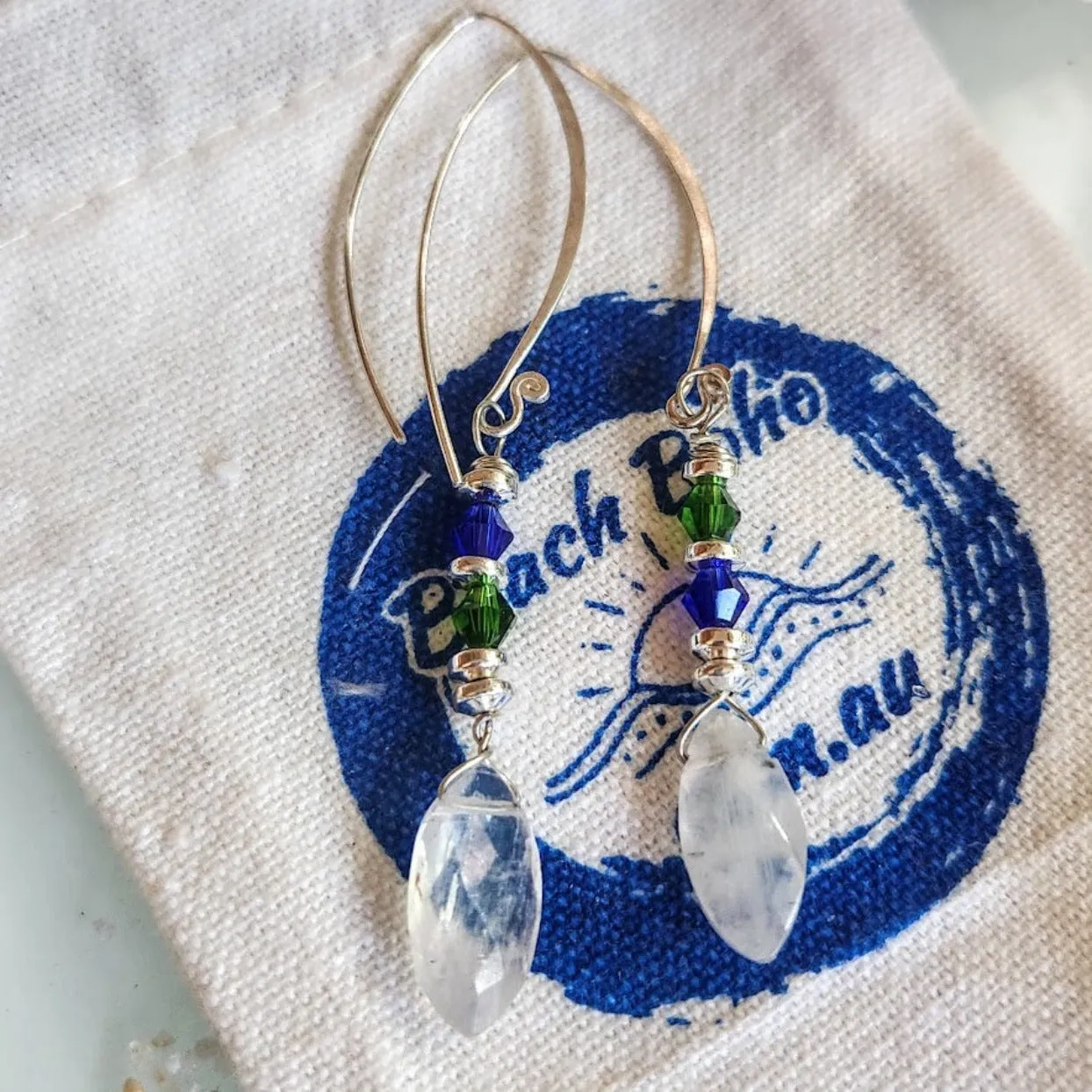 MOONSTONE CRYSTAL - HILLTRIBE HOOK EARRINGS