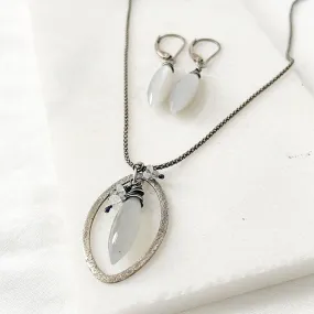Moonstone Dagger Necklace & Earrings Set