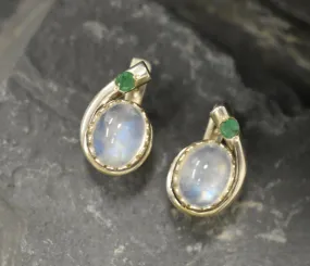 Moonstone Earrings - Natural Moonstone Earrings - Oval Rainbow Studs
