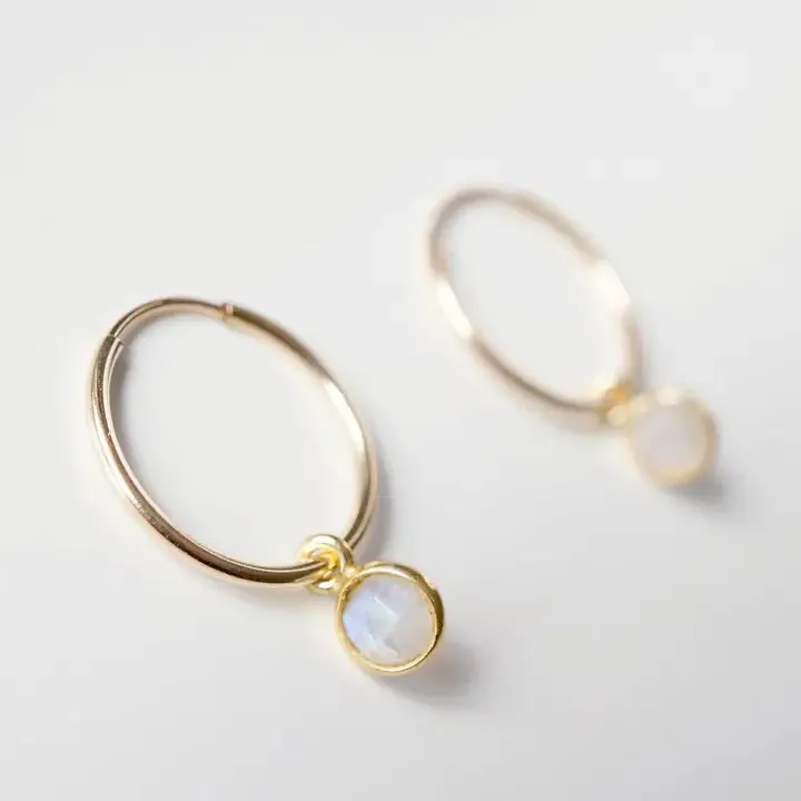 Moonstone Gold Hoop Earrings