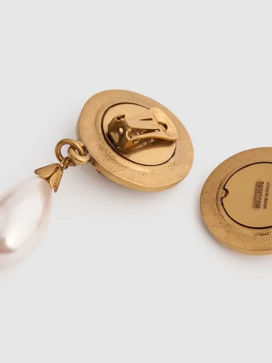 Moschino   Faux pearl pendant earrings 
