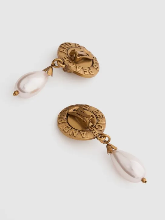 Moschino   Faux pearl pendant earrings 