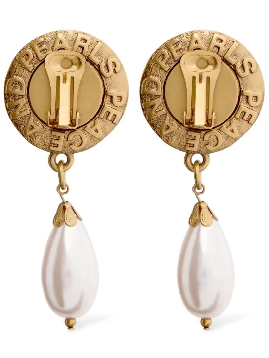 Moschino   Faux pearl pendant earrings 