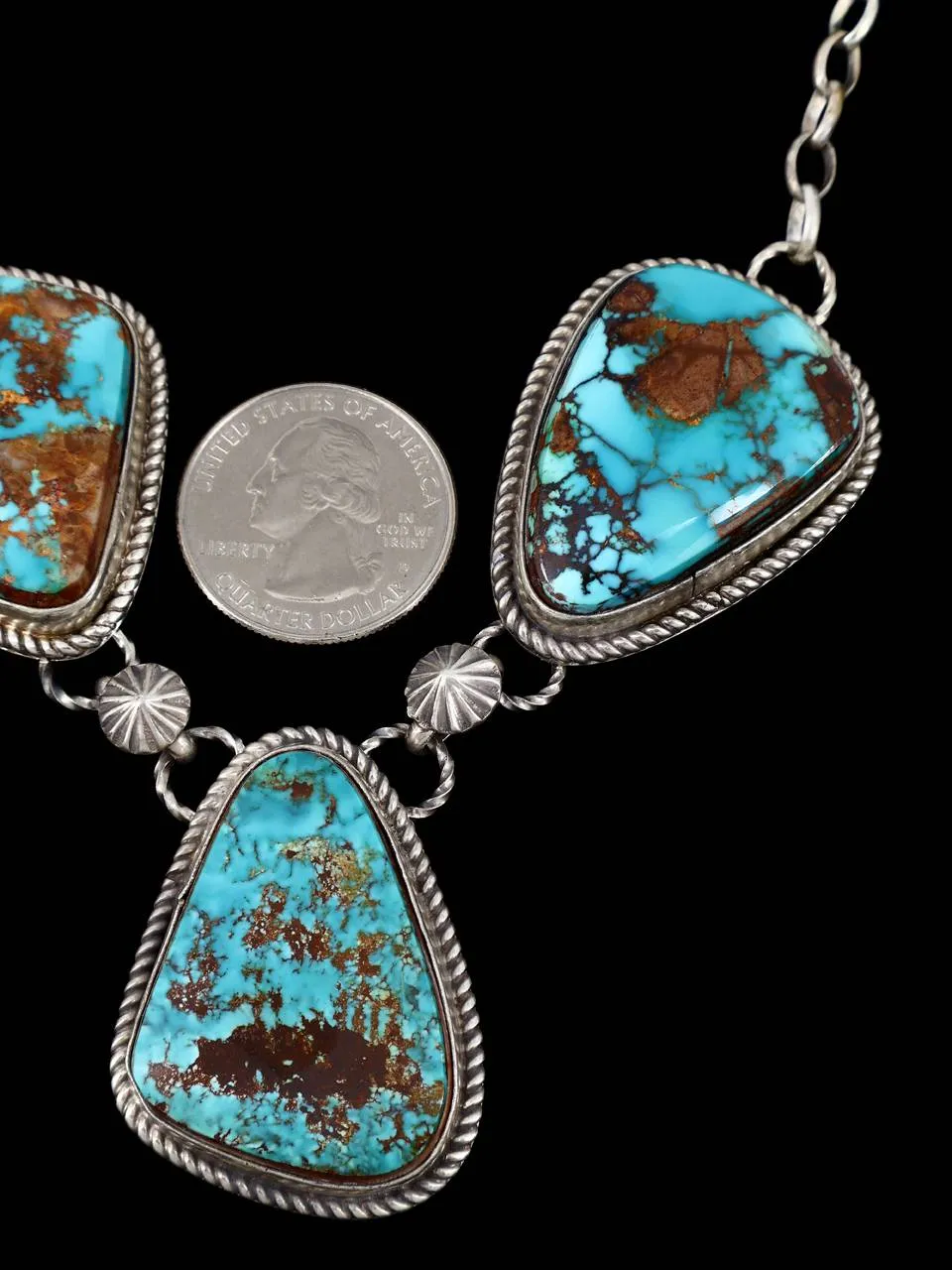 Native American Sterling Silver Natural Pilot Mountain Turquoise Necklace
