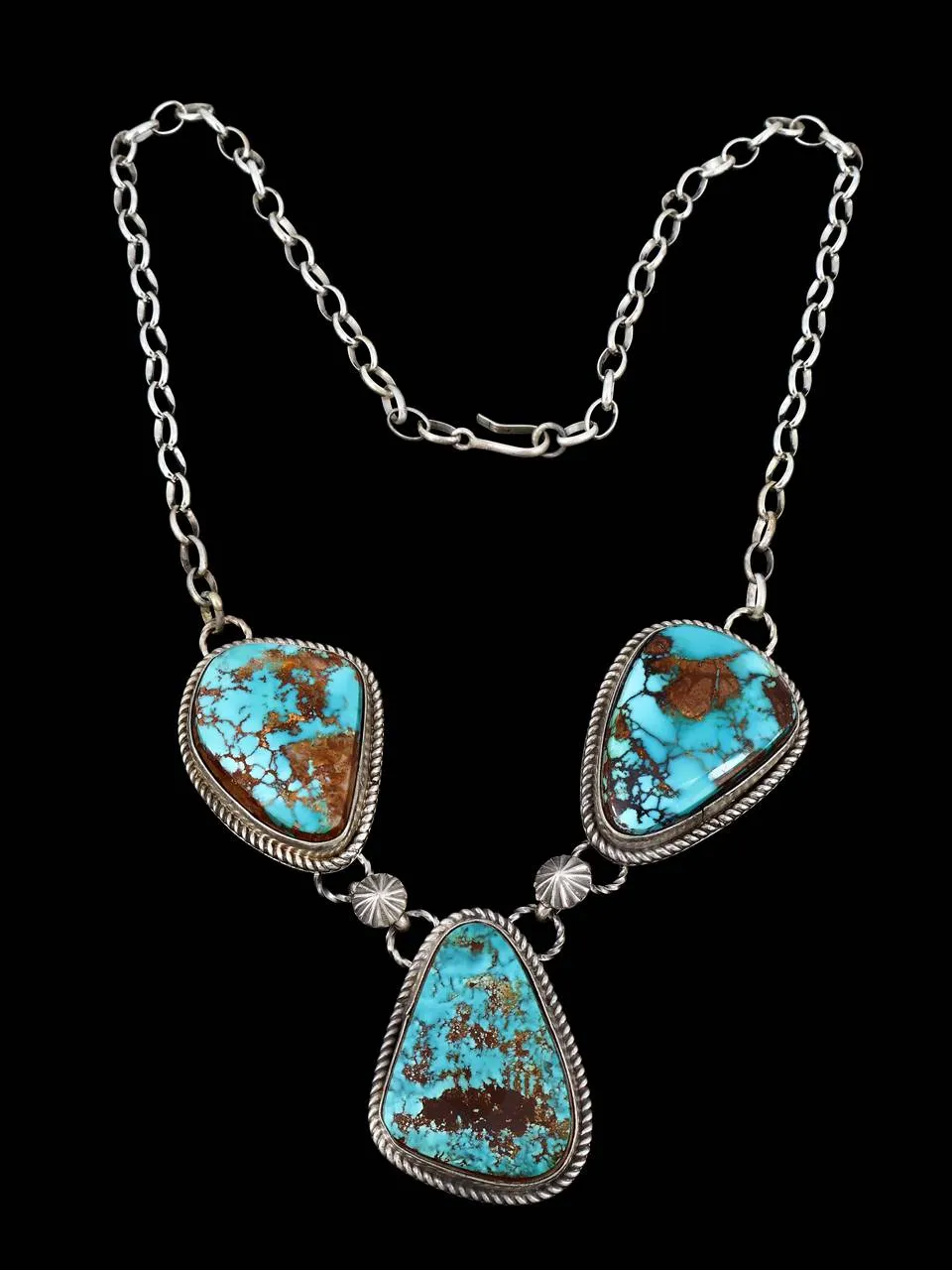 Native American Sterling Silver Natural Pilot Mountain Turquoise Necklace