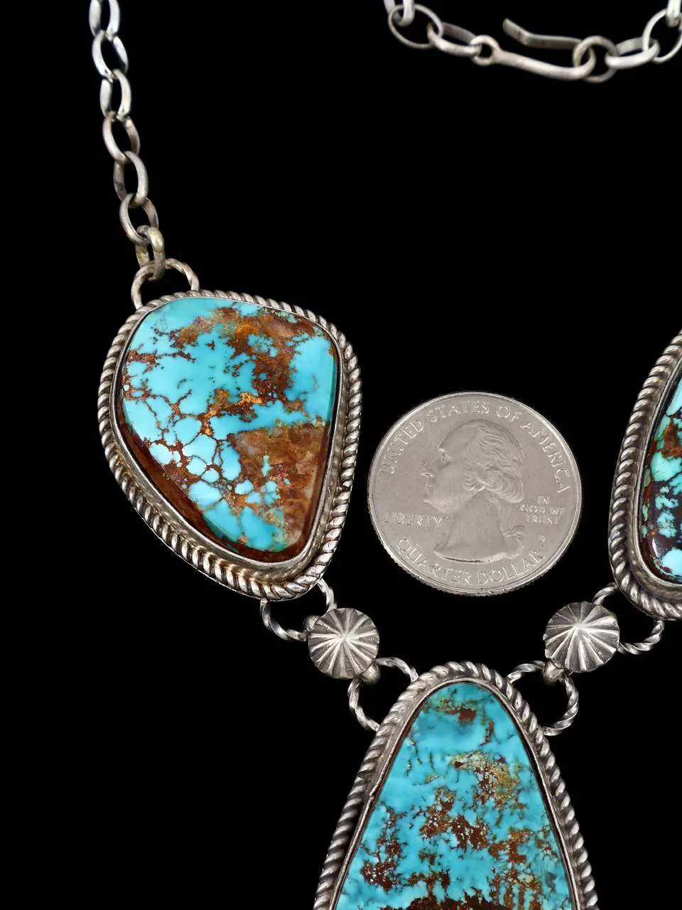 Native American Sterling Silver Natural Pilot Mountain Turquoise Necklace