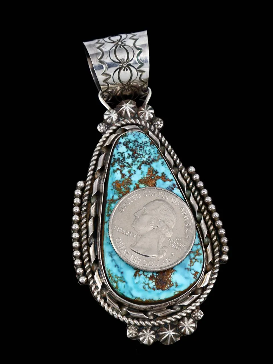 Native American Sterling Silver Natural Pilot Mountain Turquoise Pendant