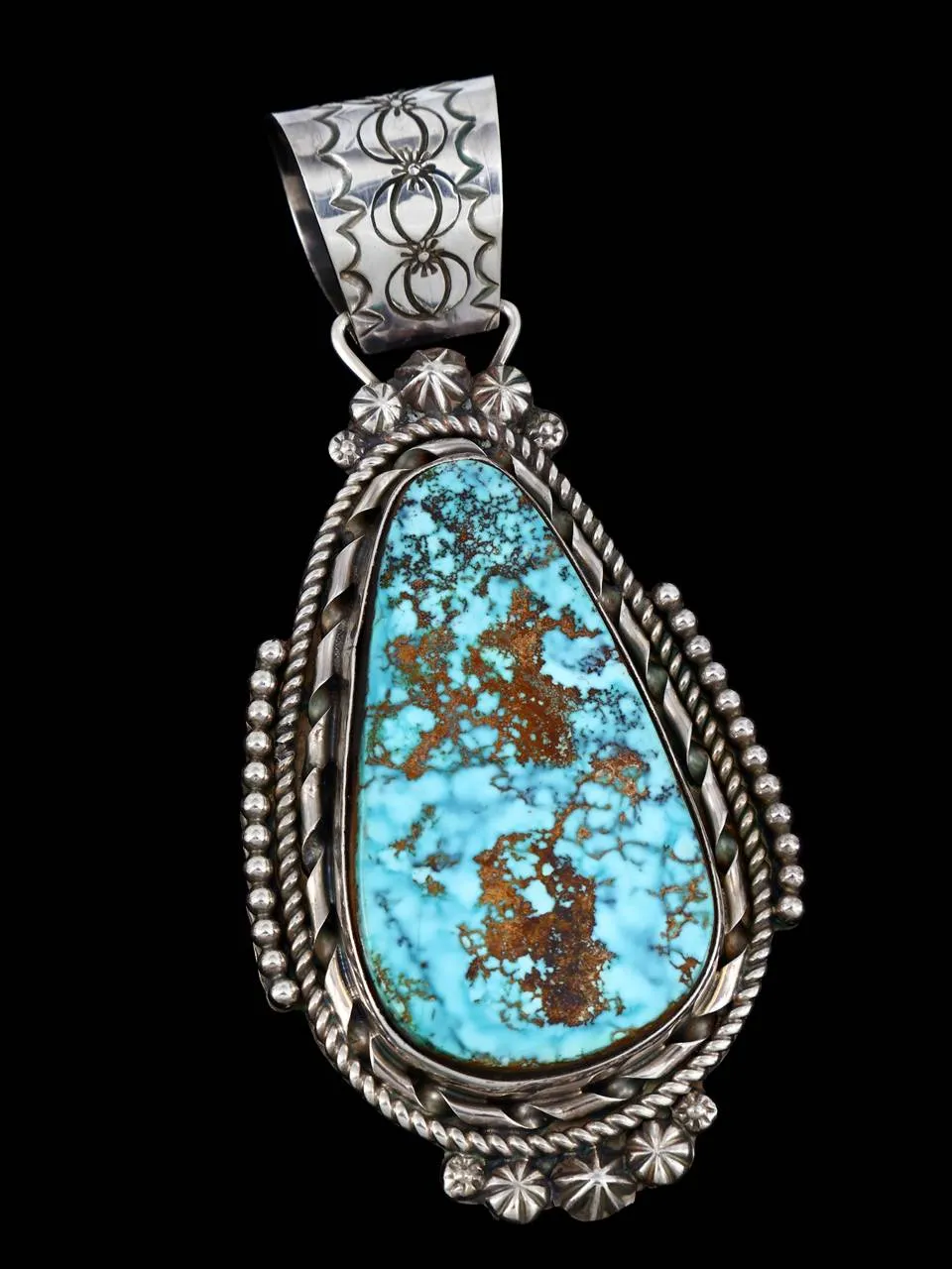 Native American Sterling Silver Natural Pilot Mountain Turquoise Pendant