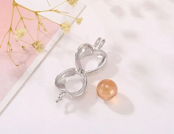 Necklace Pendant Blank Setting Heart Charm 15x22mm Sterling Silver White Gold Fine 925 For One Pearl Prong DIY Jewelry Finding Wholesale 1pc