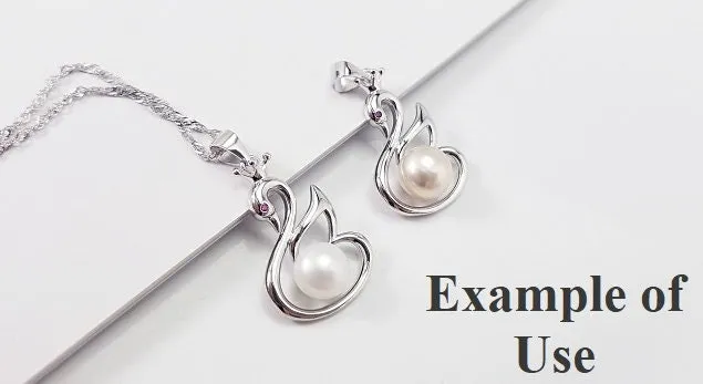 Necklace Pendant Blank Setting Swan Charm 30mm Sterling Silver White Gold Fine 925 For One Pearl Prong DIY Jewelry Finding Wholesale 1pc