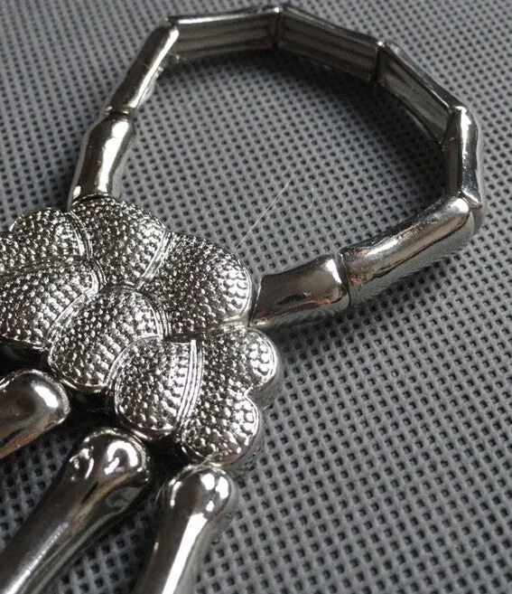 New Silver and Gold Punk Goth Skeleton Slave Bones Talon Hand Skull Bracelet GAGA Style Chain