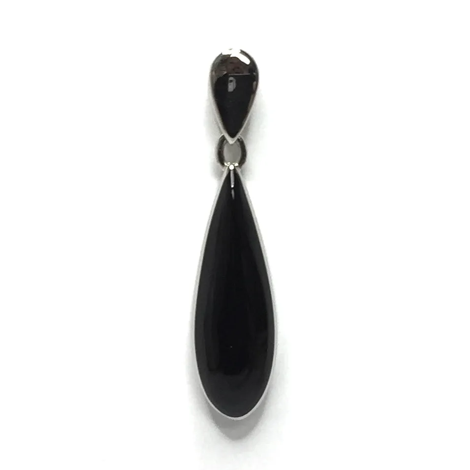 Onyx Inlaid Tear Drop Pendant