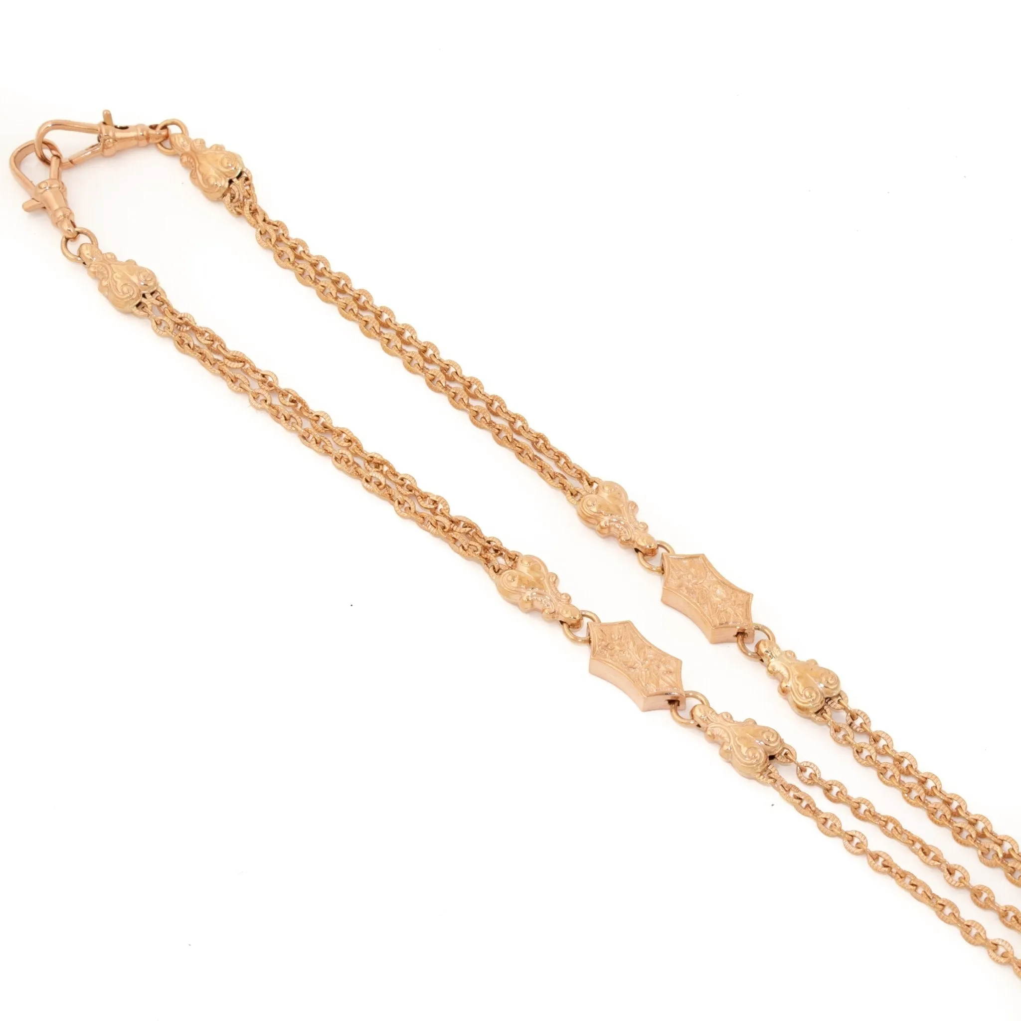 Ornate Rose Gold Watch Chain
