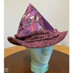 Purple felt embellished renaissance hat