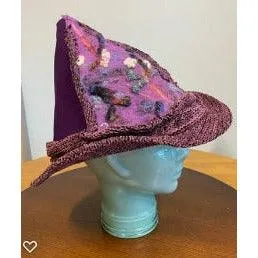 Purple felt embellished renaissance hat