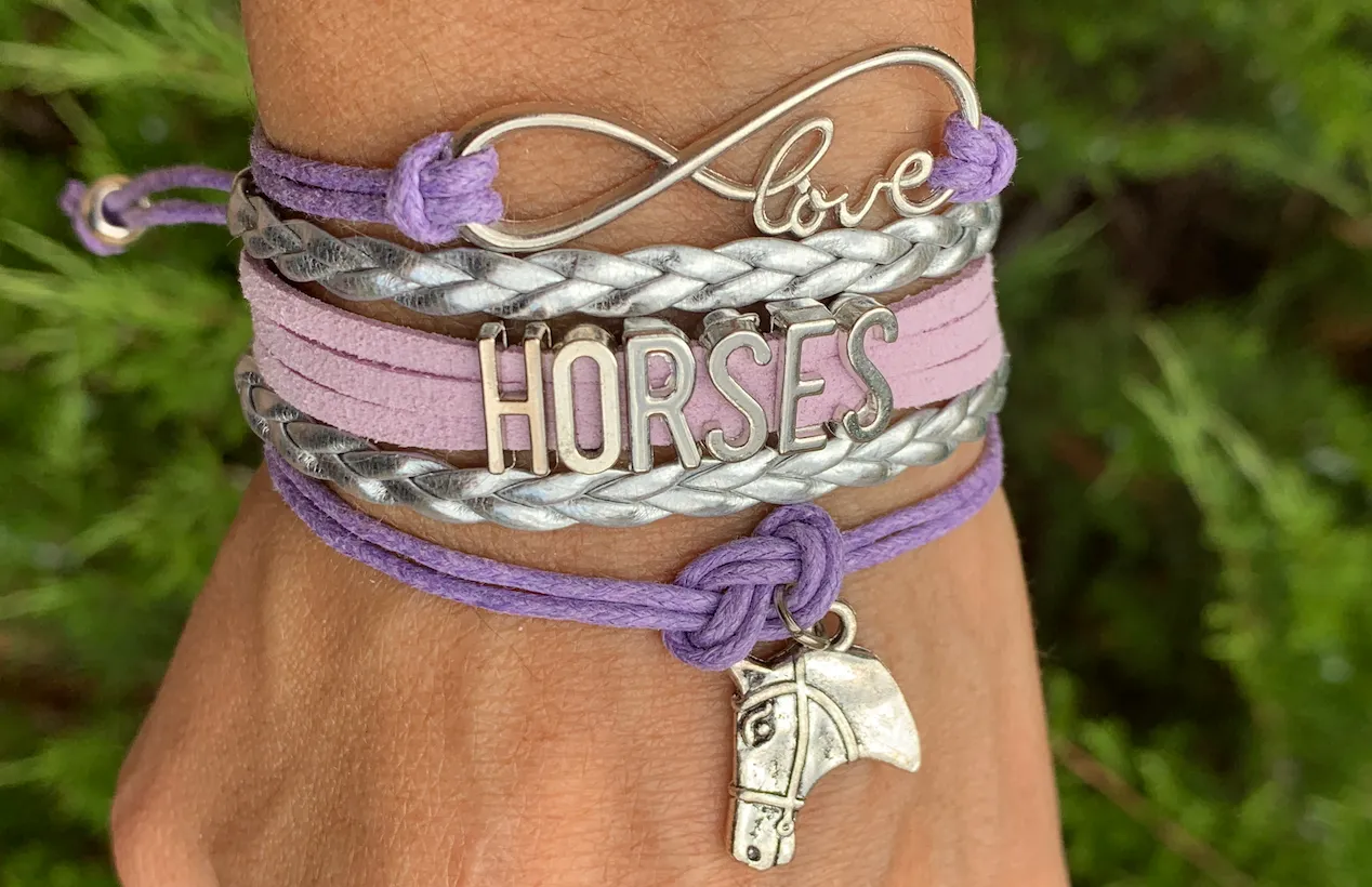 Purple Horse Infinity Bracelet -Pick Charm