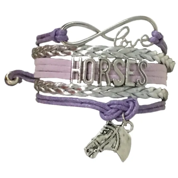 Purple Horse Infinity Bracelet -Pick Charm