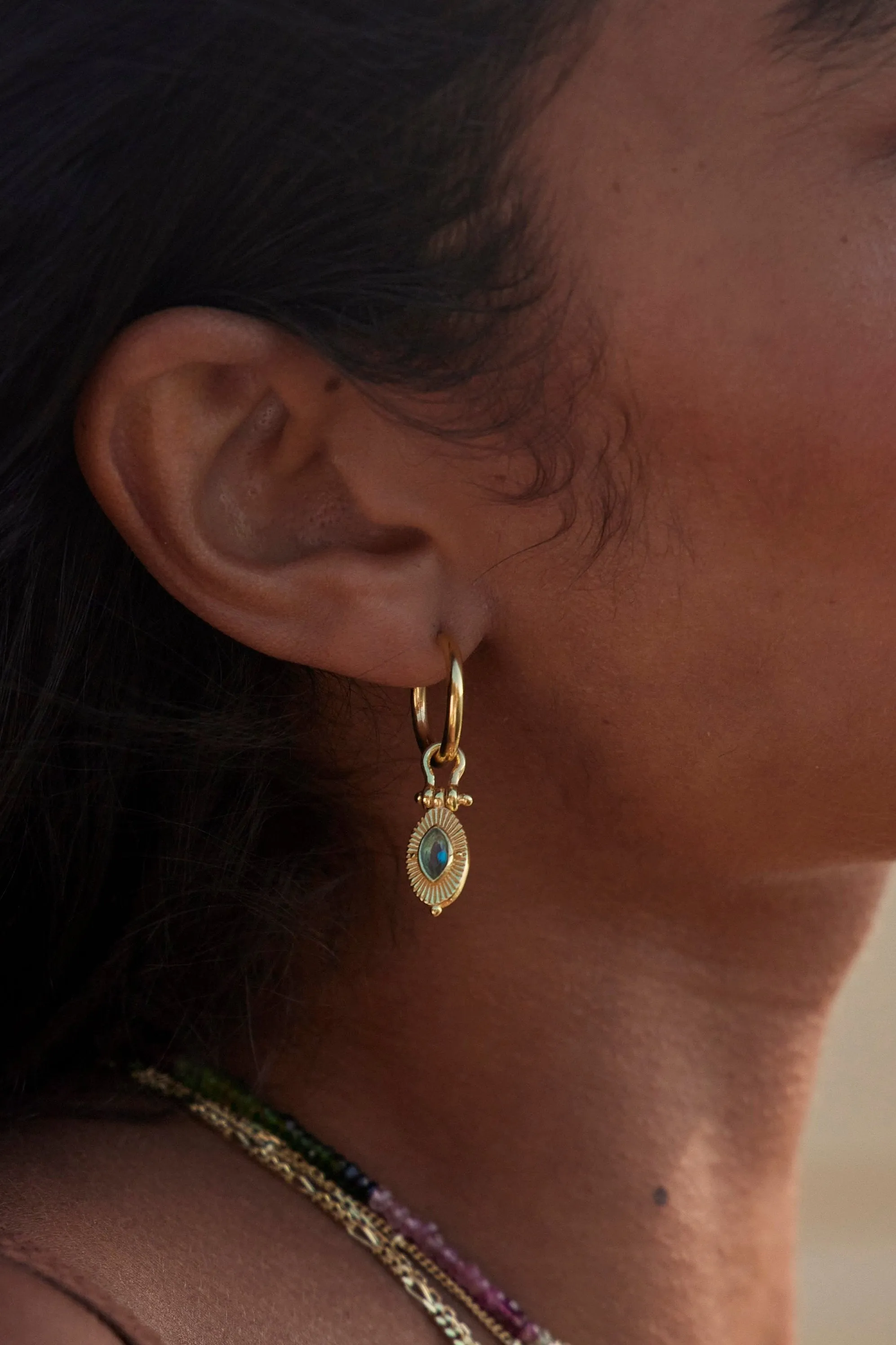 Radiance Apatite Gold Hoops