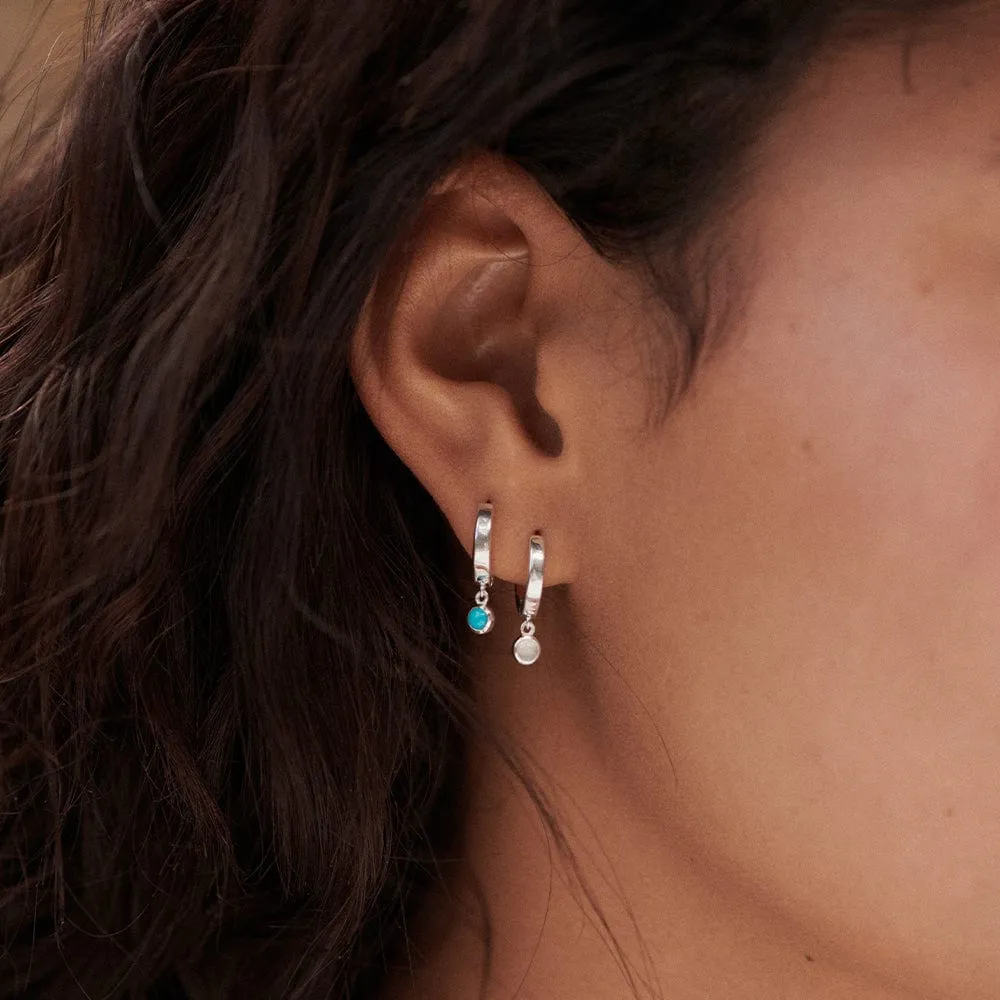 Rainbow Moonstone Healing Huggie Hoop Earrings Sterling Silver