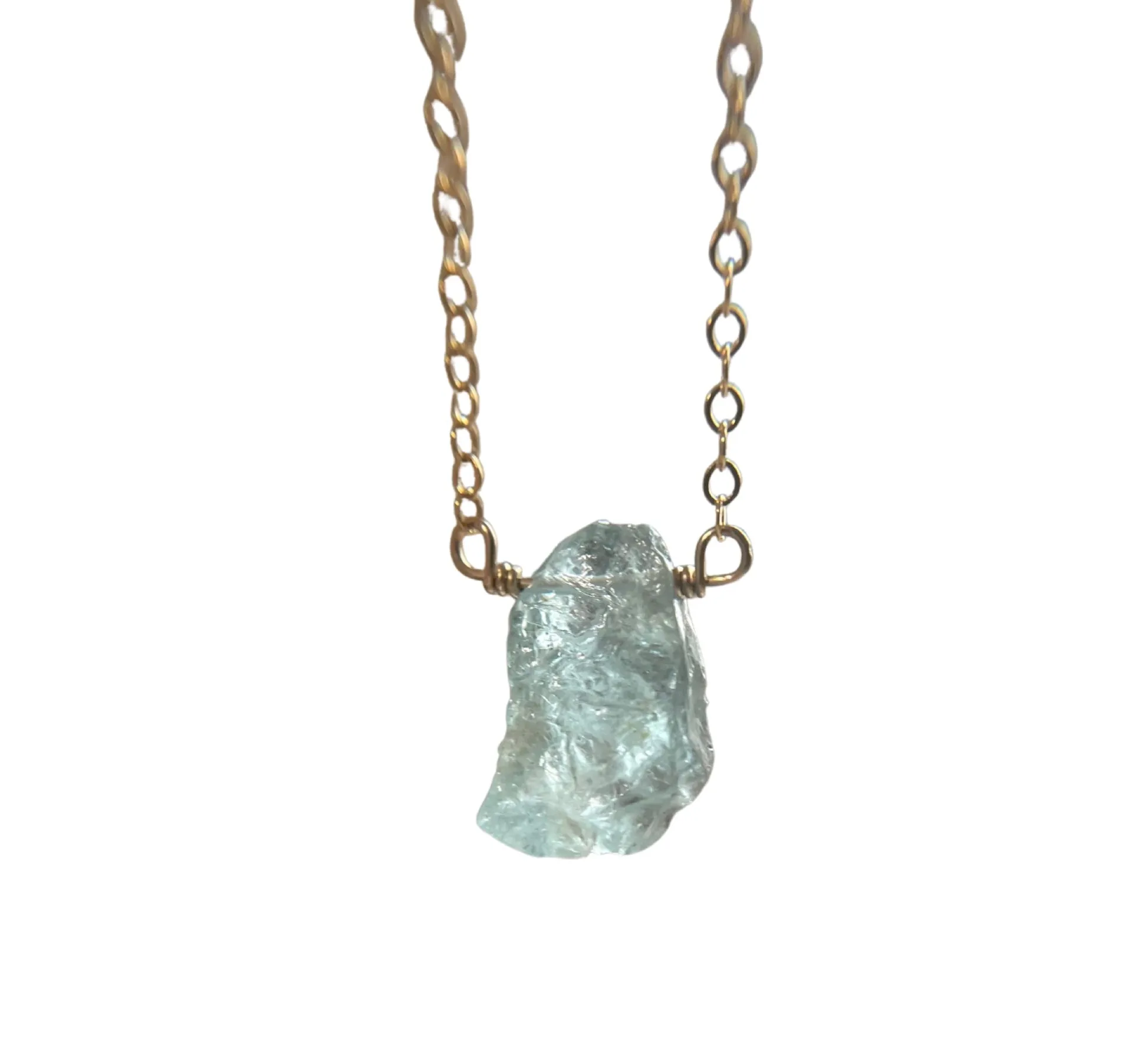 Raw Aquamarine Necklace in Sterling Silver or Gold Stone Crystal Jewelry March Birthstone For Women