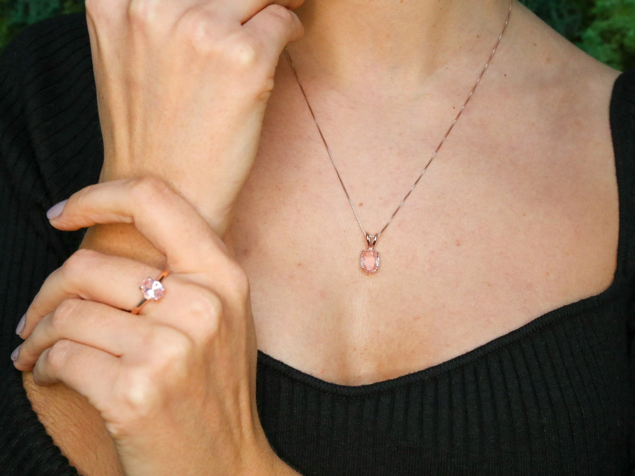 Rose Gold Moonstone Pendant - Silver Moonstone Necklace - White Solitaire Necklace