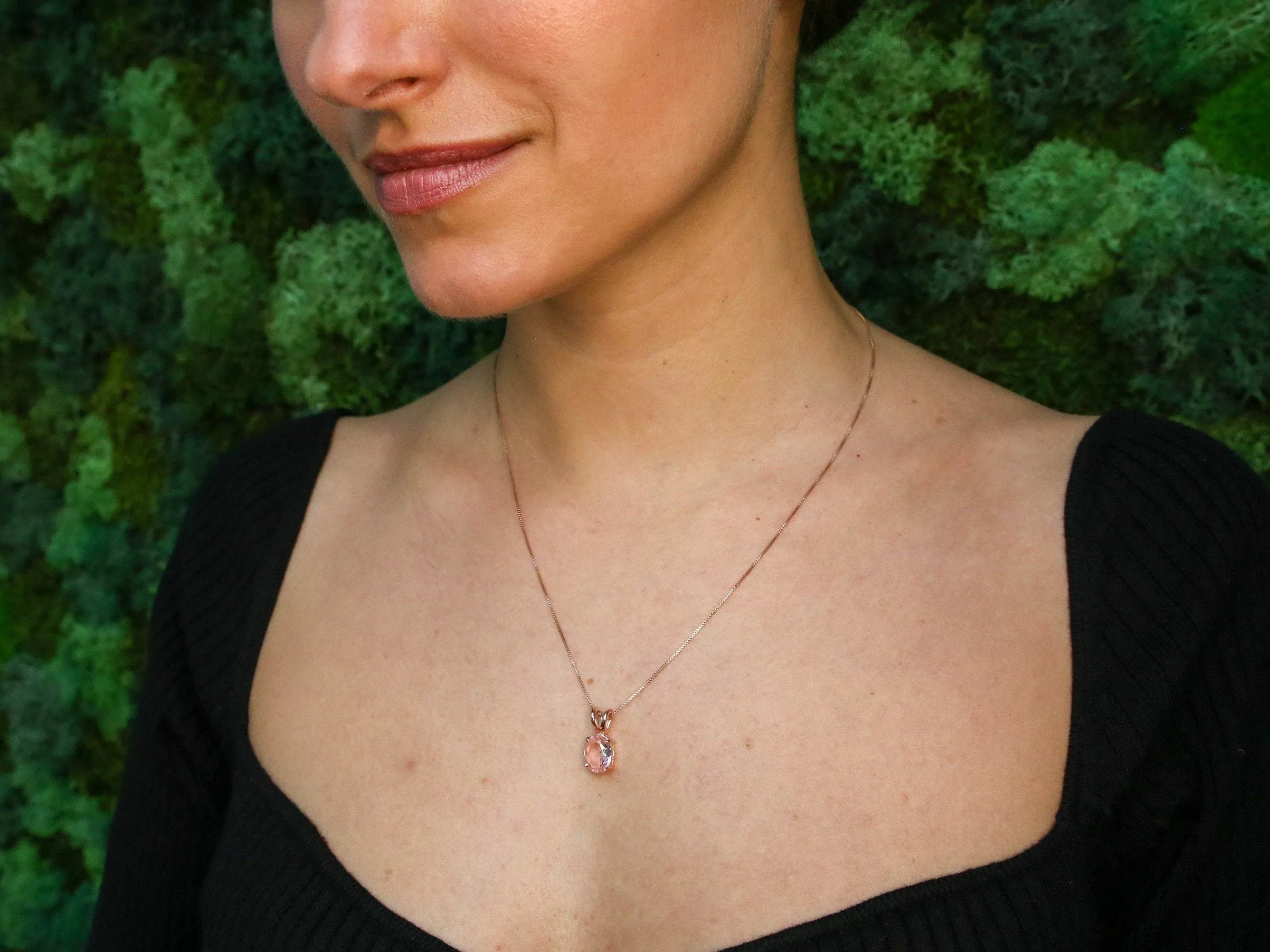 Rose Gold Moonstone Pendant - Silver Moonstone Necklace - White Solitaire Necklace