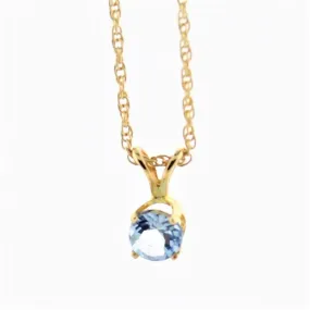 Round Aquamarine Solitaire Pendant Necklace