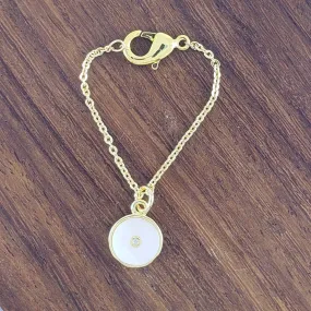 Round White Gold Slim Link Chain Watch Charm For Women
