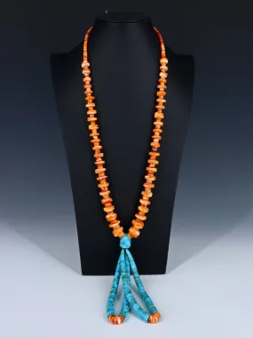 Santo Domingo Spiny Oyster and Turquoise Jocla Necklace