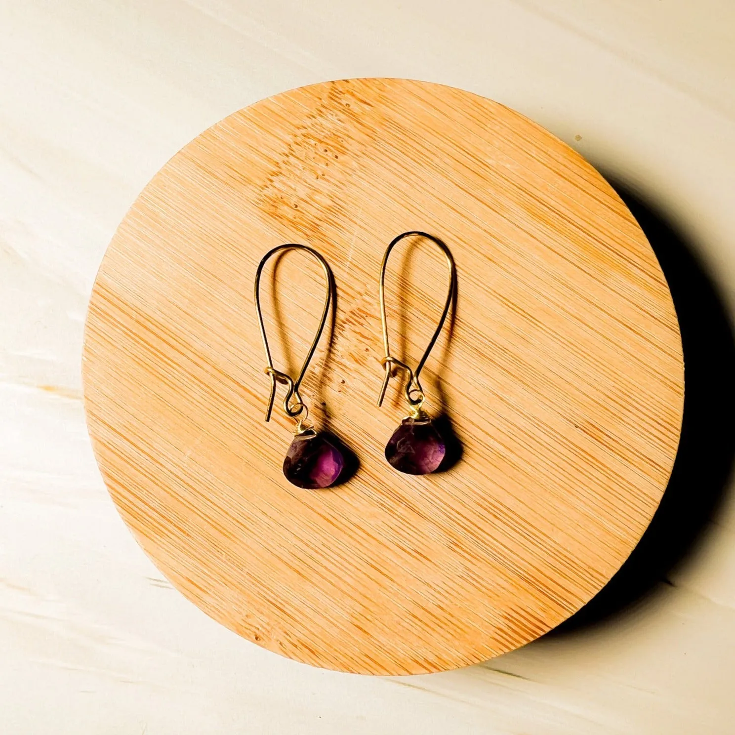Short Simple Stone Earrings : Choose you gemstone in Brass or Silvertone