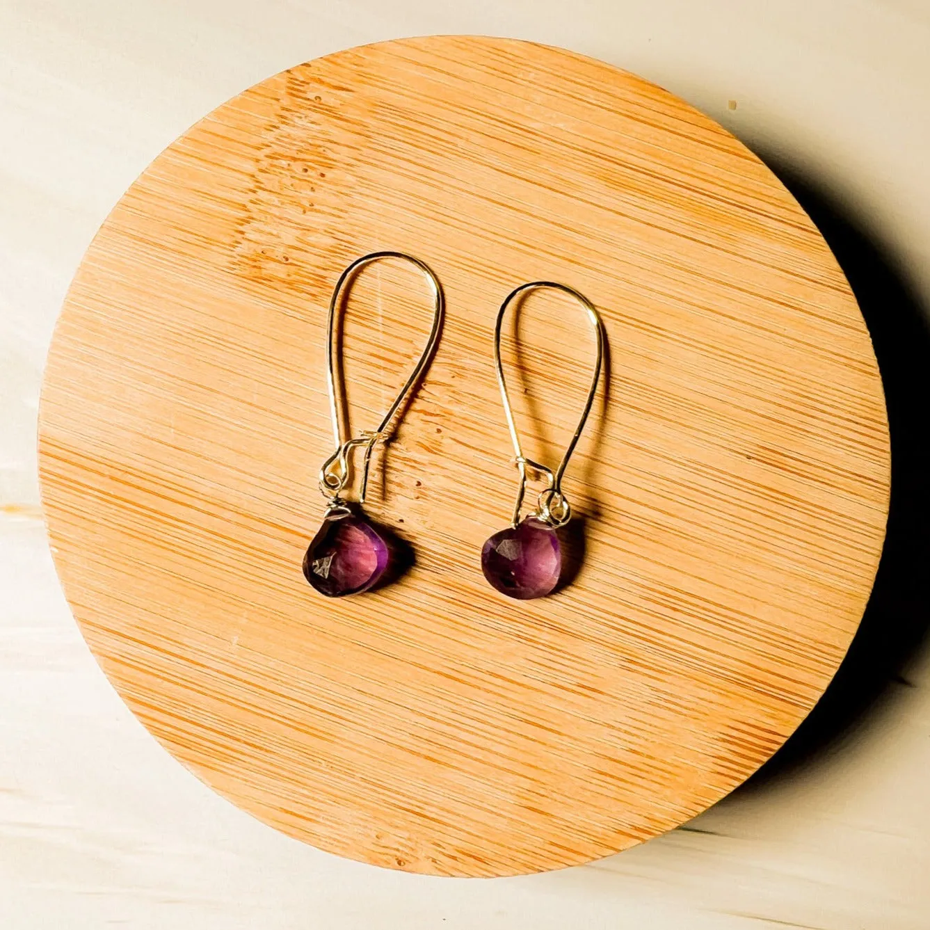 Short Simple Stone Earrings : Choose you gemstone in Brass or Silvertone