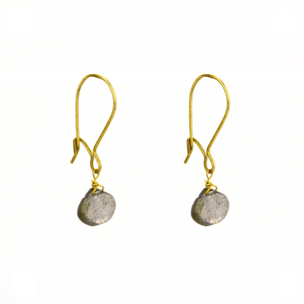 Short Simple Stone Earrings : Choose you gemstone in Brass or Silvertone