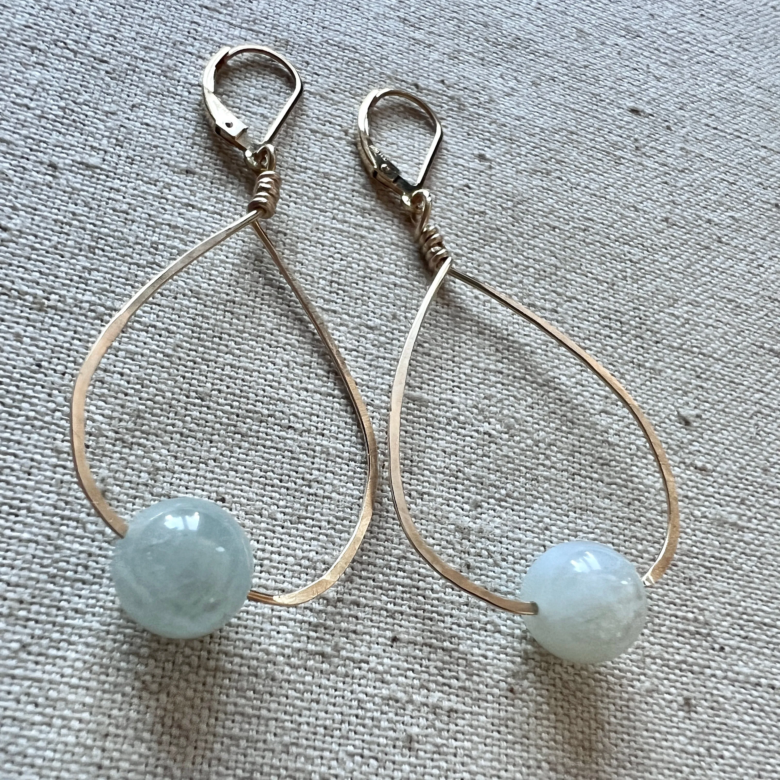 Siberian Moonstone Hoops in Gold