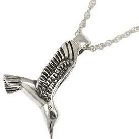 Silver Hummingbird Pendant Necklace