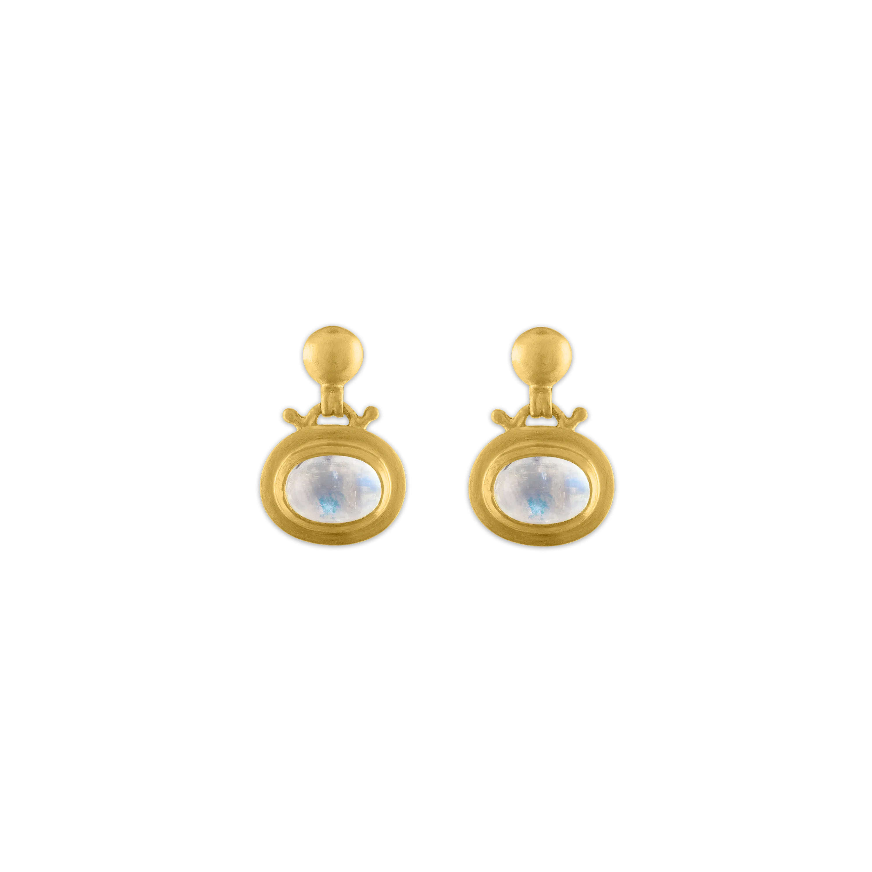 Small Rainbow Moonstone Bell Earrings