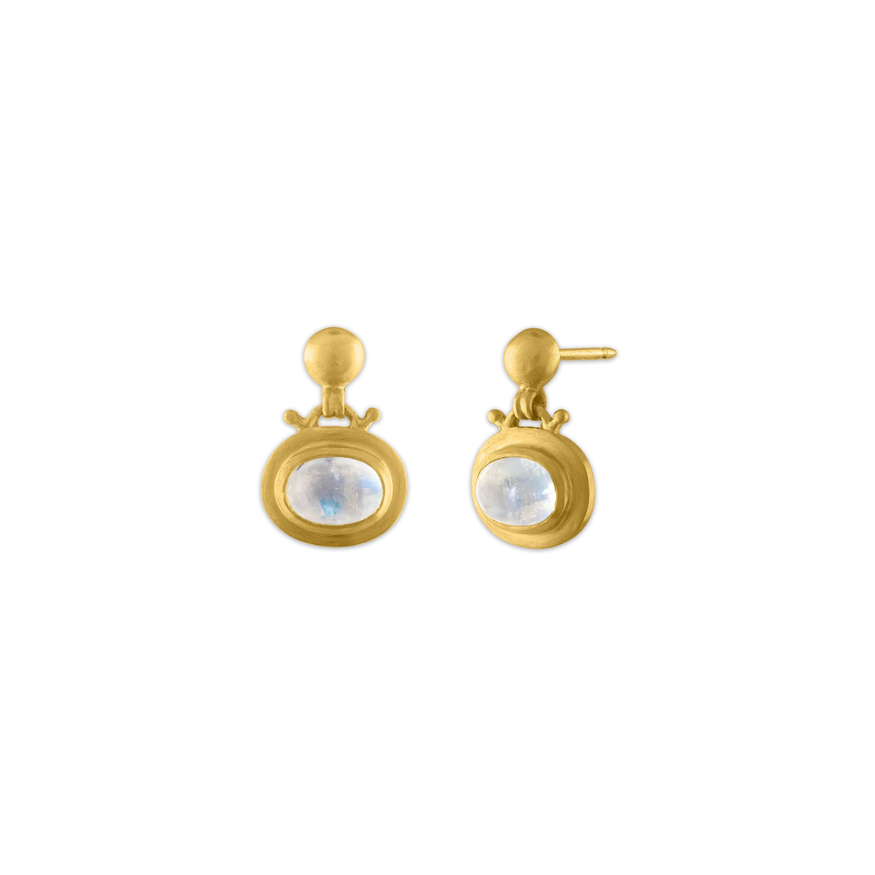 Small Rainbow Moonstone Bell Earrings