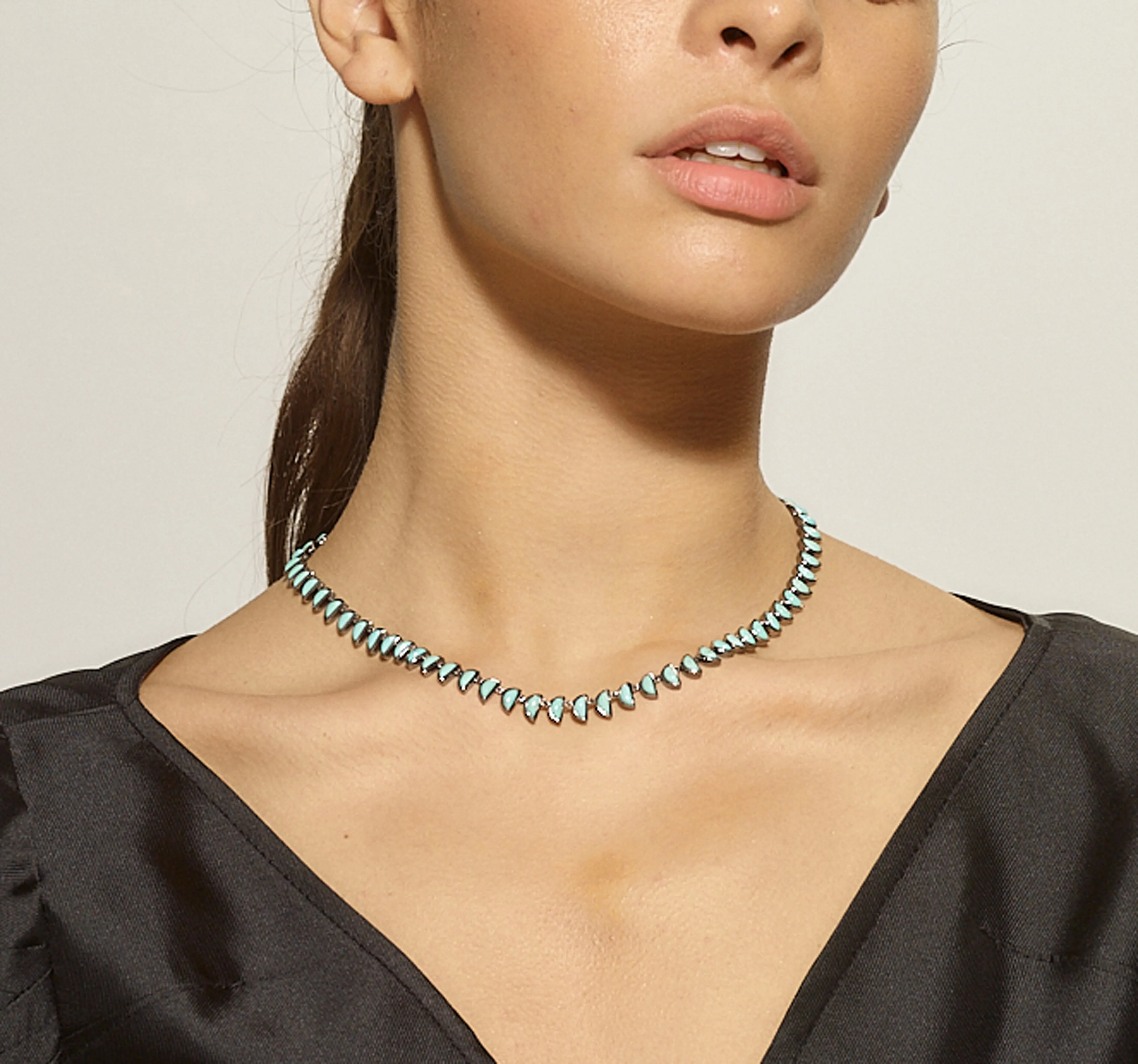 Small Turquoise Worm Riviere Necklace