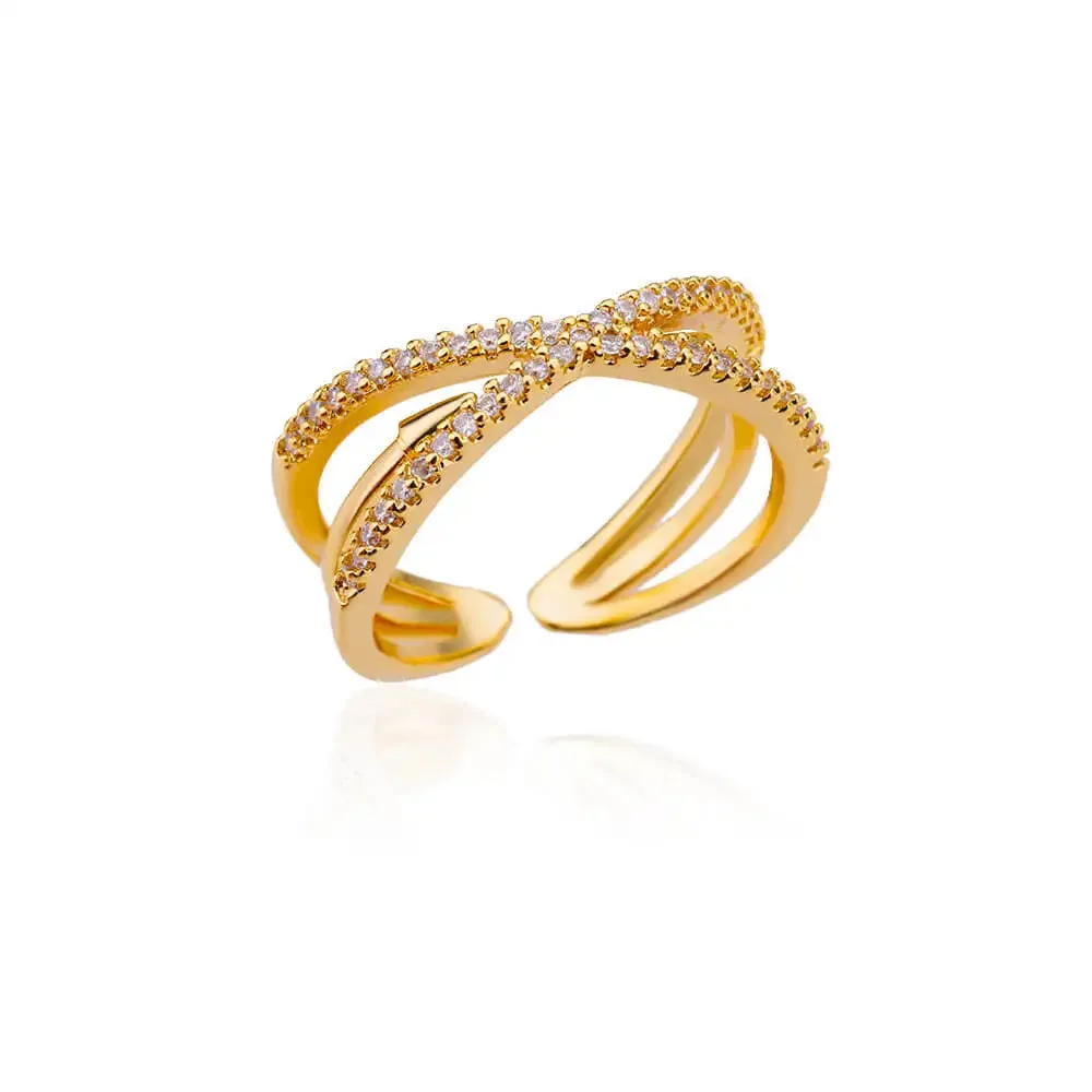 Stainless Steel Round Rings For Women Zircon Geometric Gold Color Crystal Ring Aesthetic Wedding Party Jewerly Gift Bague Femme