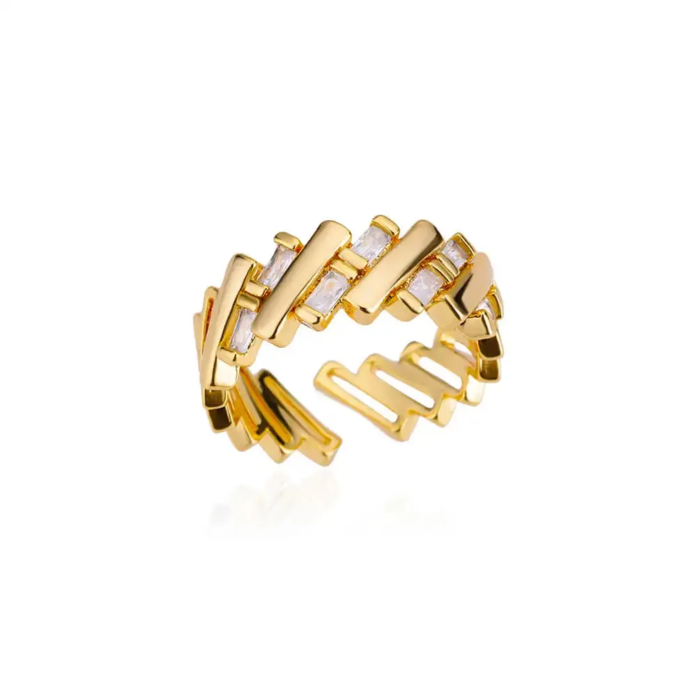Stainless Steel Round Rings For Women Zircon Geometric Gold Color Crystal Ring Aesthetic Wedding Party Jewerly Gift Bague Femme
