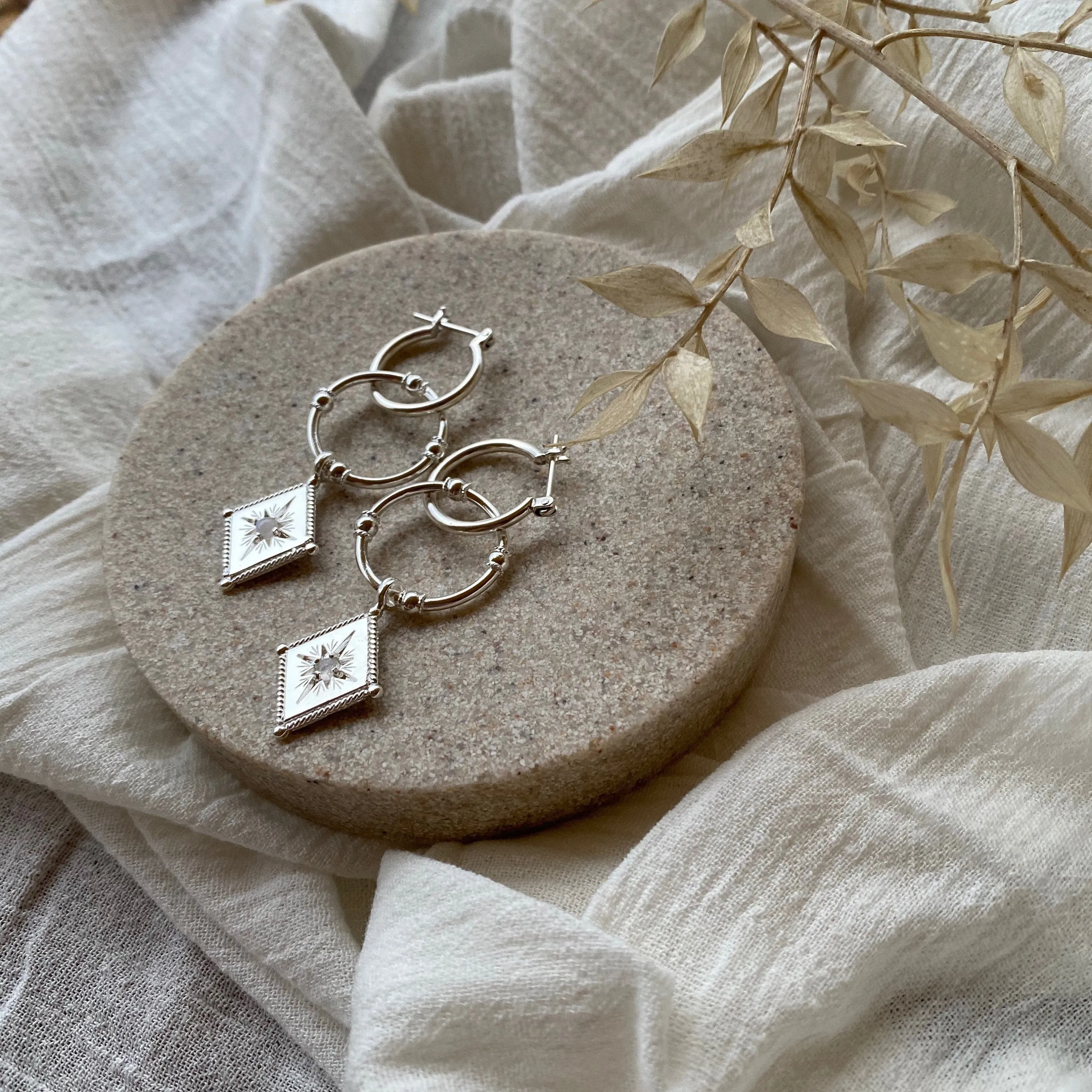 Star Crossed Lovers Silver Moonstone Earrings