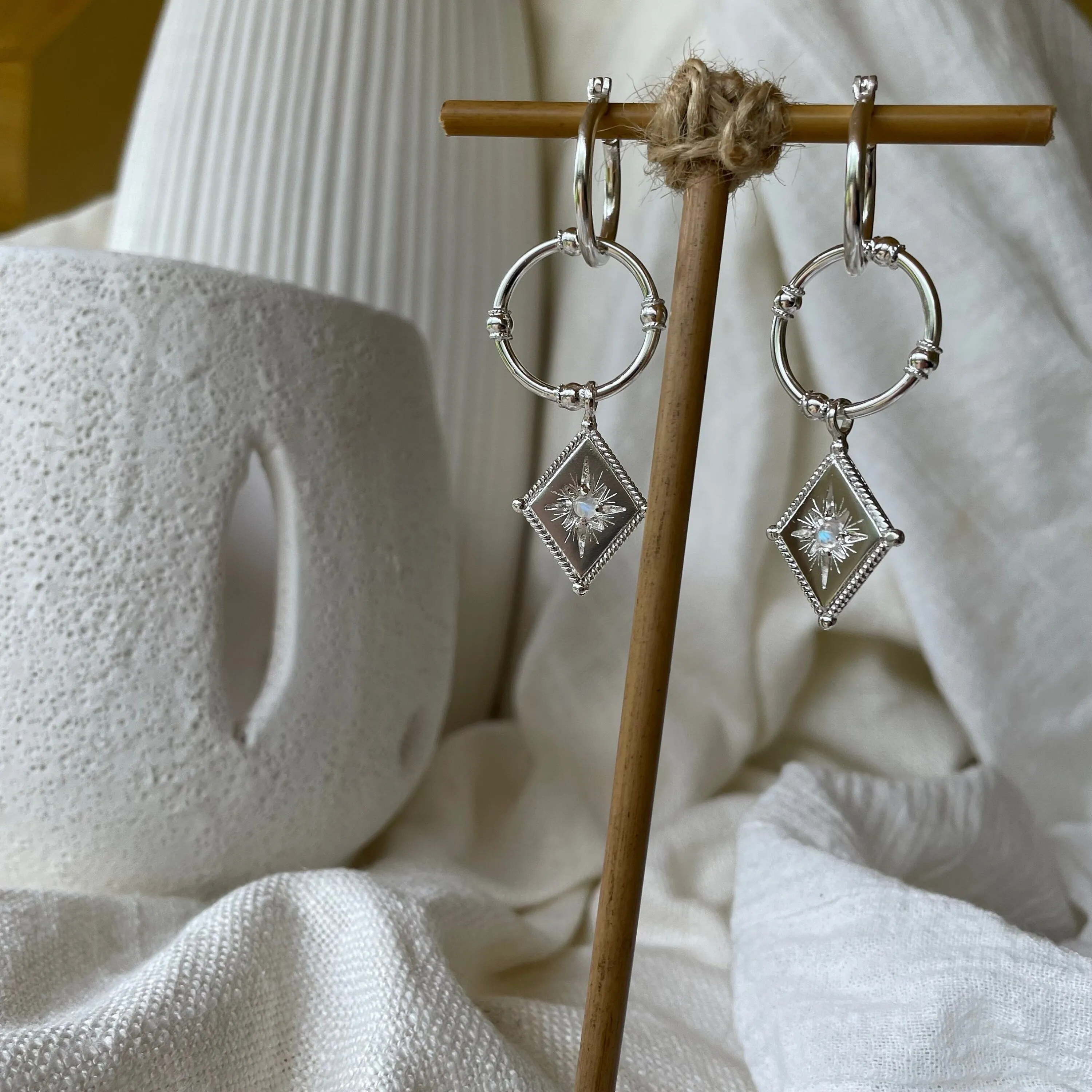 Star Crossed Lovers Silver Moonstone Earrings