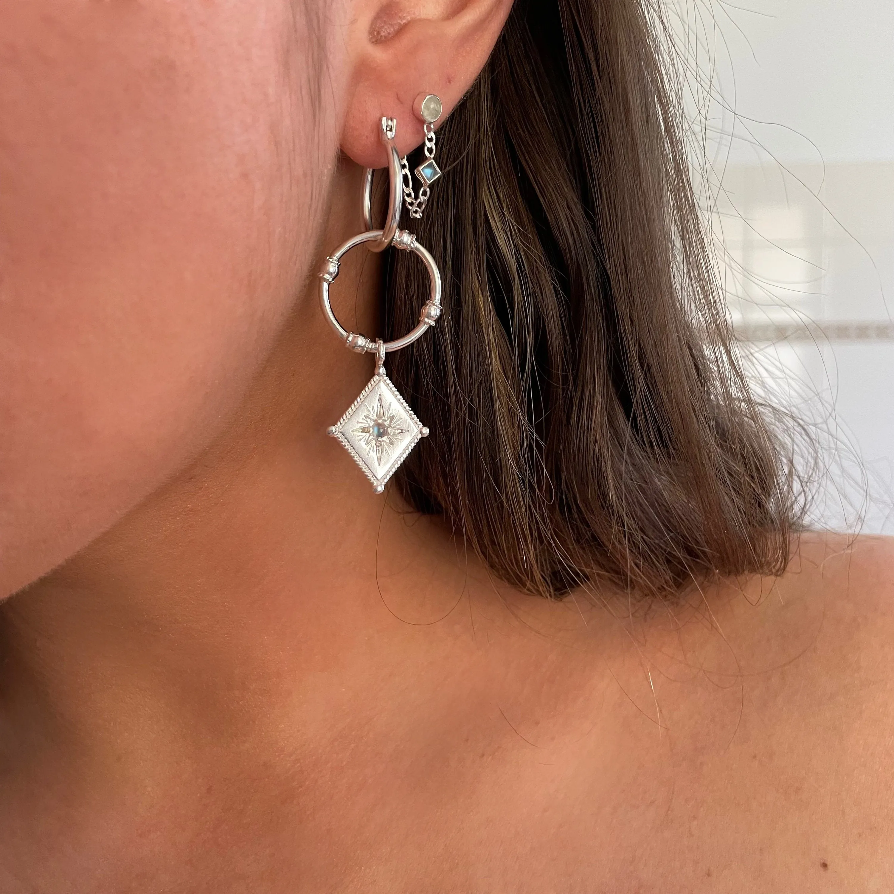 Star Crossed Lovers Silver Moonstone Earrings