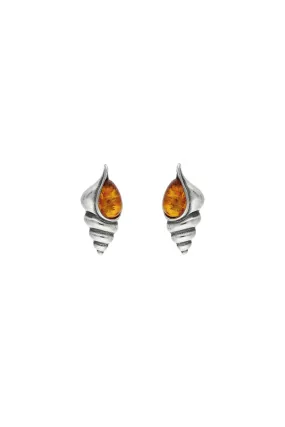 Sterling Silver Amber Shell Stud Earrings