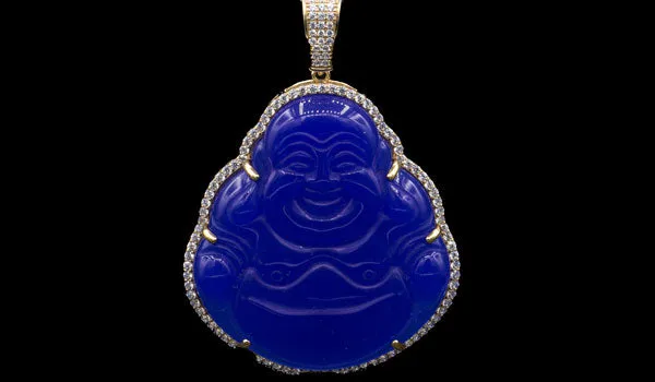 Sterling Silver Lapis Sitting Buddha Necklace