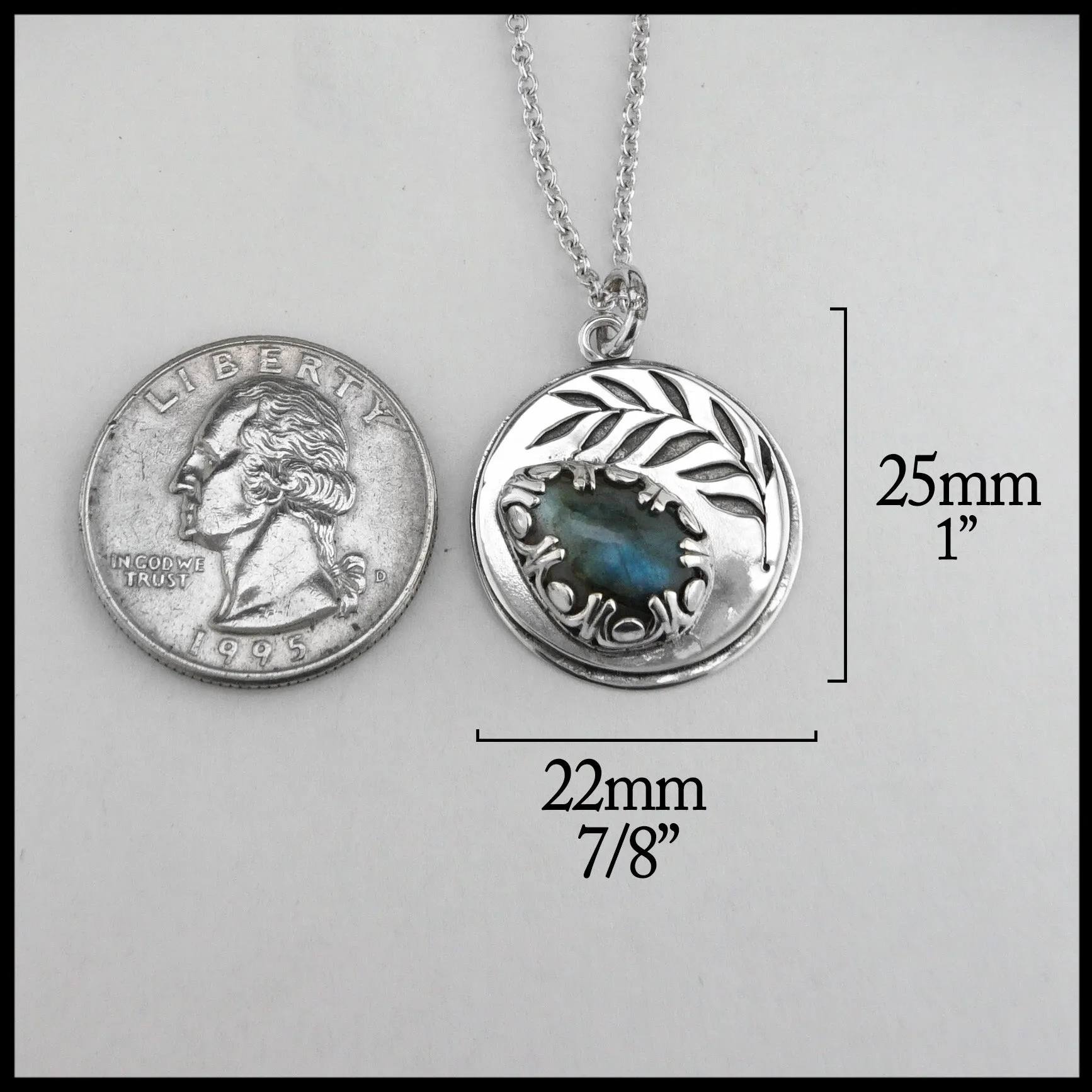 Sterling Silver Leaf Pendant with Labradorite