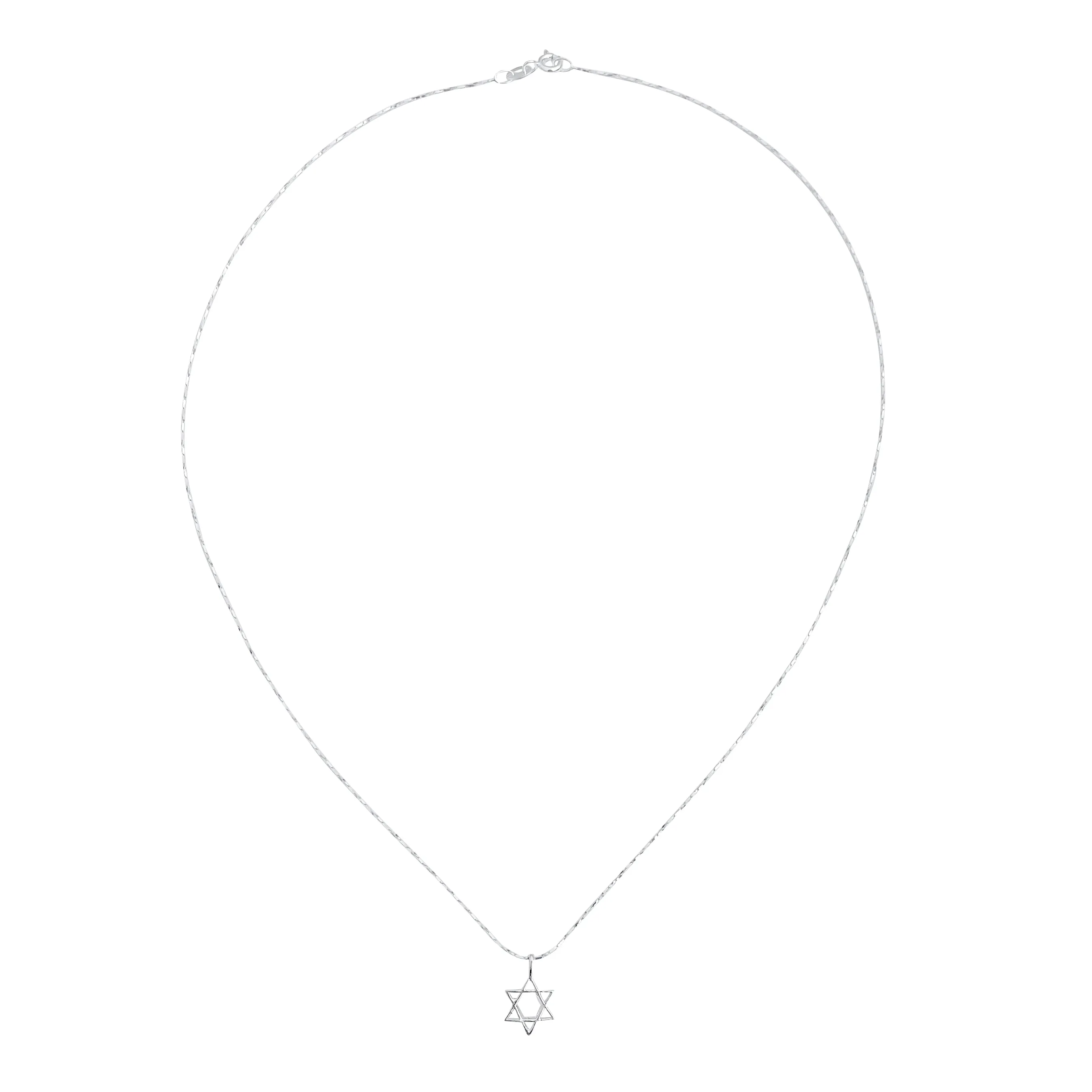 Sterling Silver Mini Star of David Pendant on Silver Cable Chain Necklace, 18"