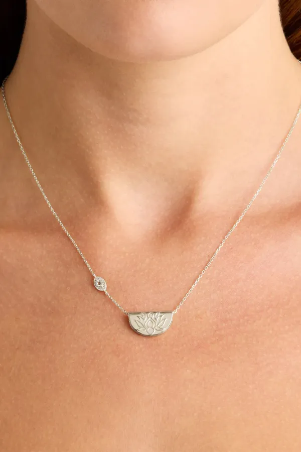 Sterling Silver Vermeil Eye of Peace Lotus Necklace
