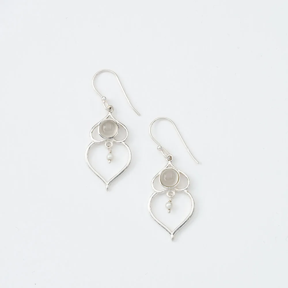 Stone and Pearl Earrings